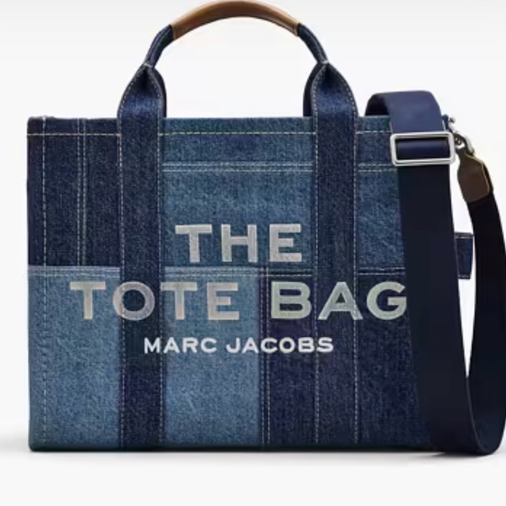 Marc Jacobs Patchwork Denim Messenger Bag in Dark and Light Blue